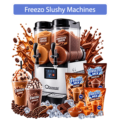 Commercial Freezo makers for sale from Smart Candy. High-quality frozen beverage machines for making coffee, chocolate, caramel fudge, and other delicious frozen drinks in South Africa.